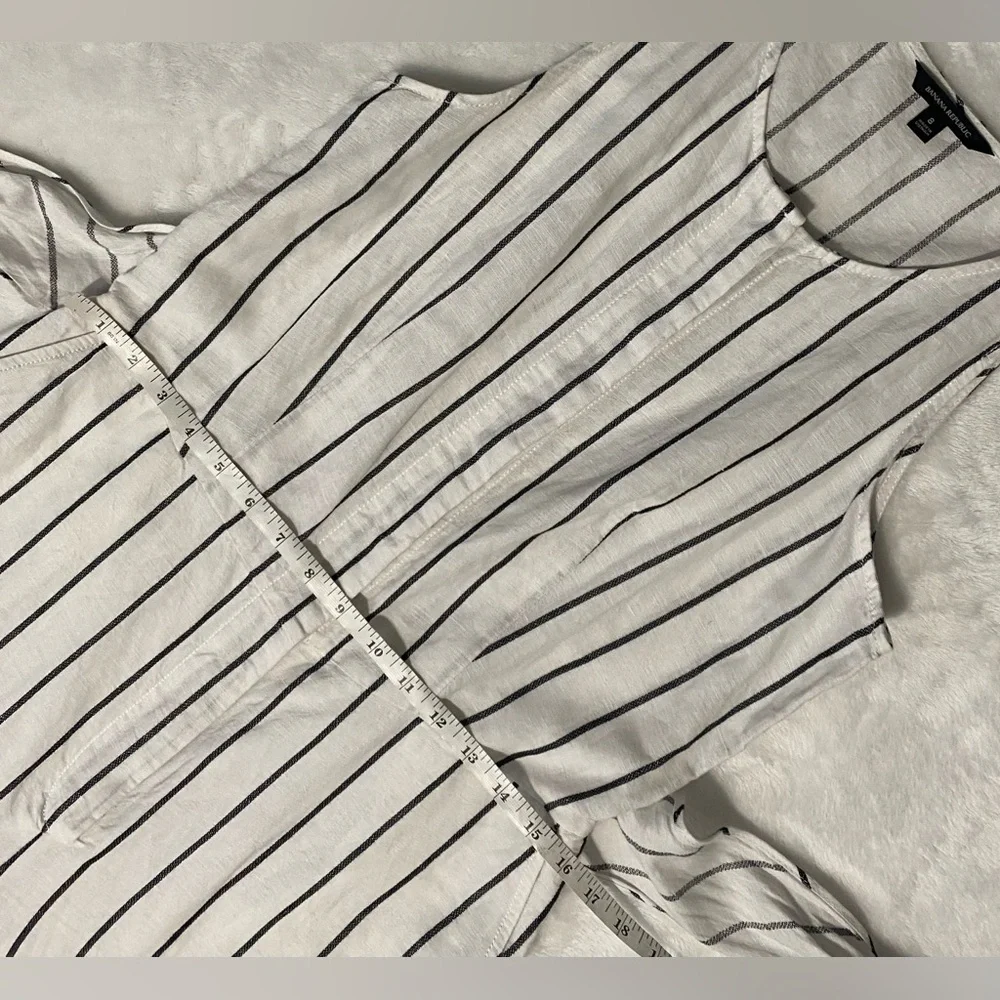 Banana Republic Striped Linen Blend Wide Leg Cropped Jumpsuit